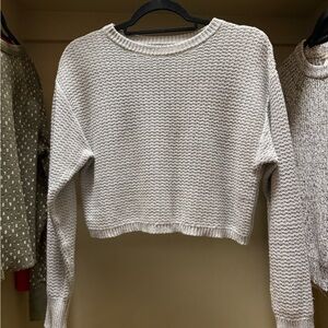 Abound Light Gray Textured Crew Neck Sweater